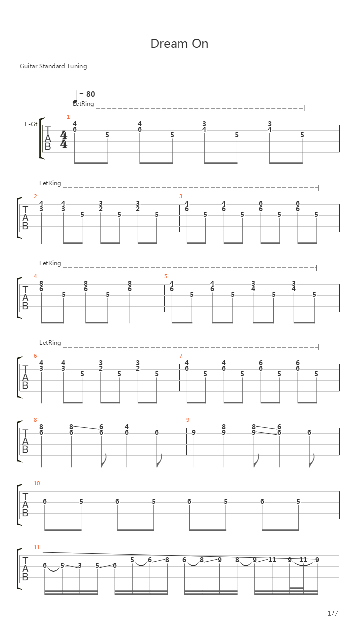 Dream On吉他谱