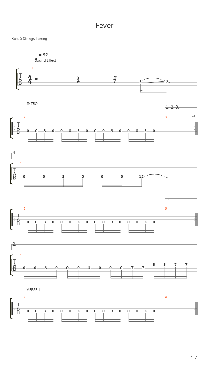 Fever吉他谱