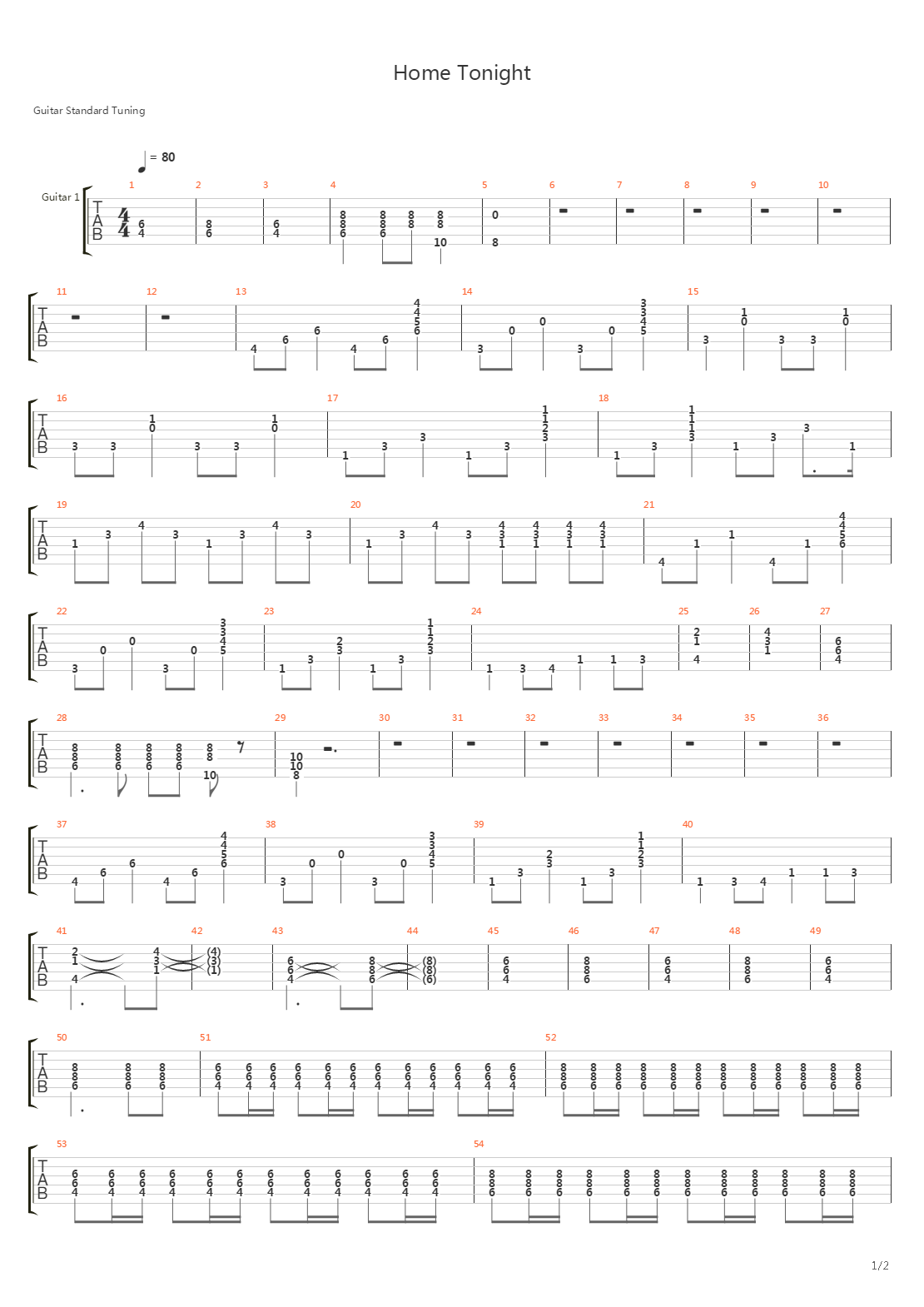 Home Tonight吉他谱