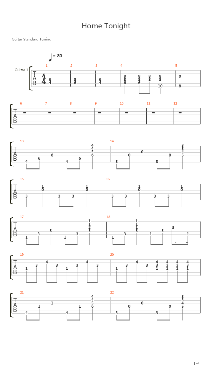 Home Tonight吉他谱