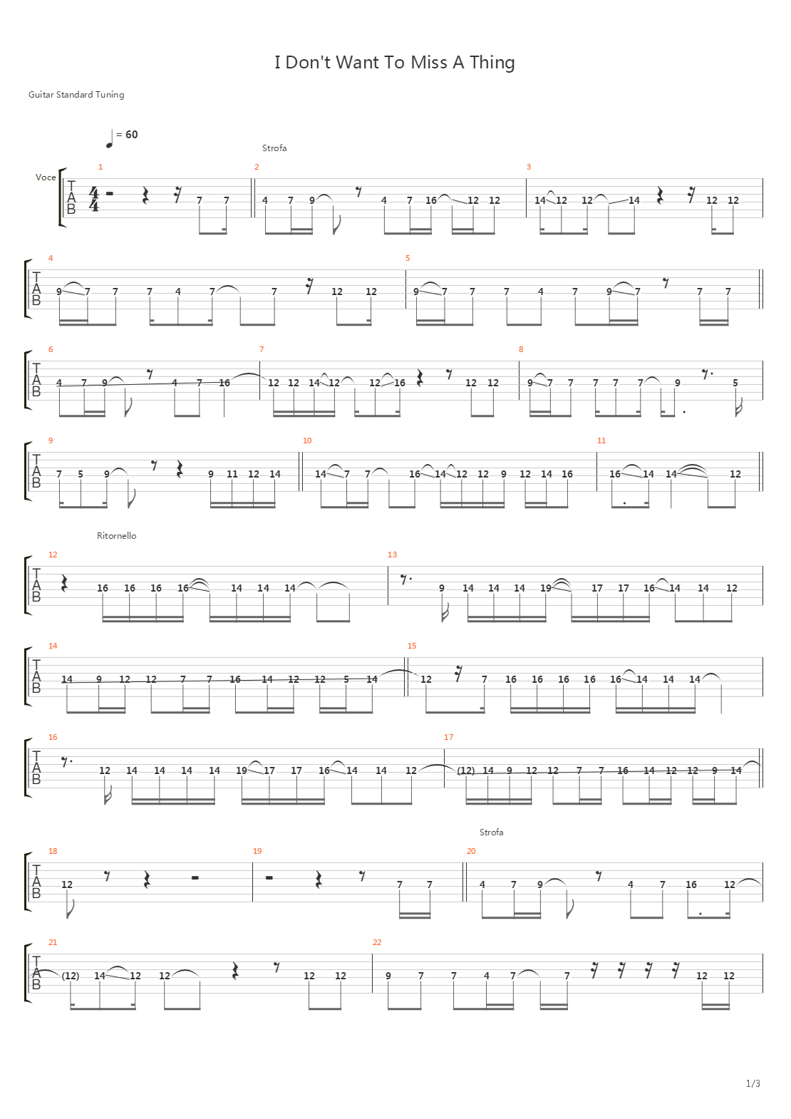 I Dont Want To Miss A Thing吉他谱