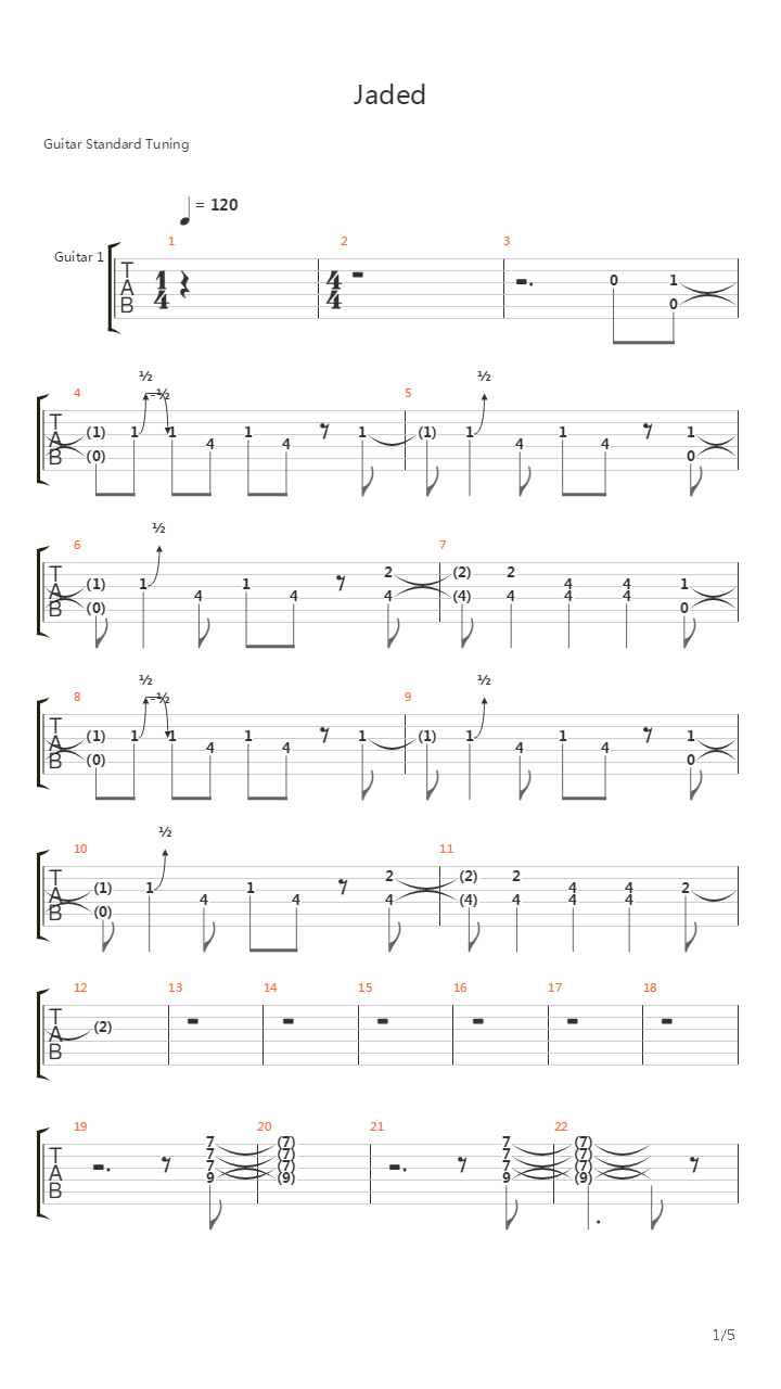 Jaded吉他谱