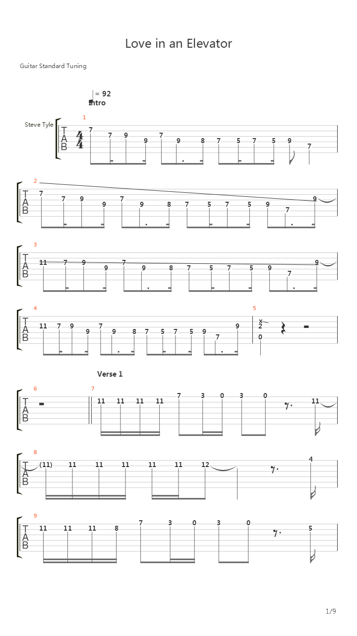 Love In An Elevator吉他谱