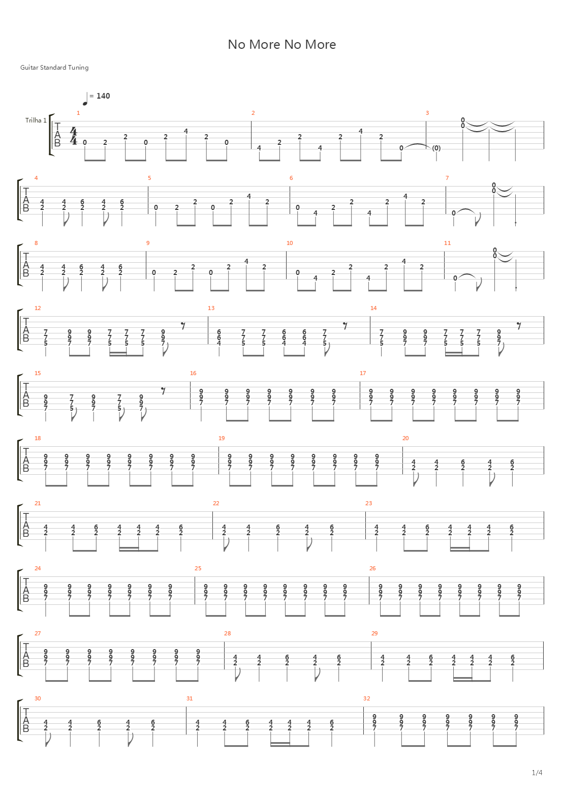 No More No More吉他谱