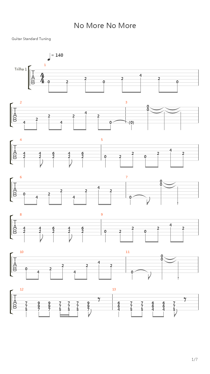 No More No More吉他谱