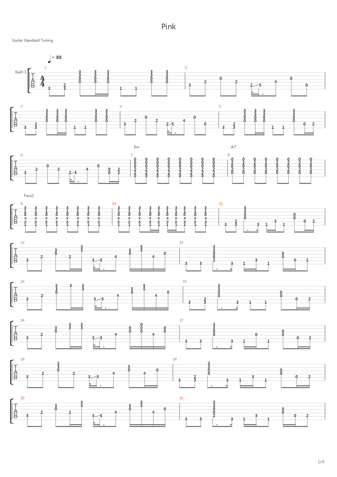 Pink吉他谱