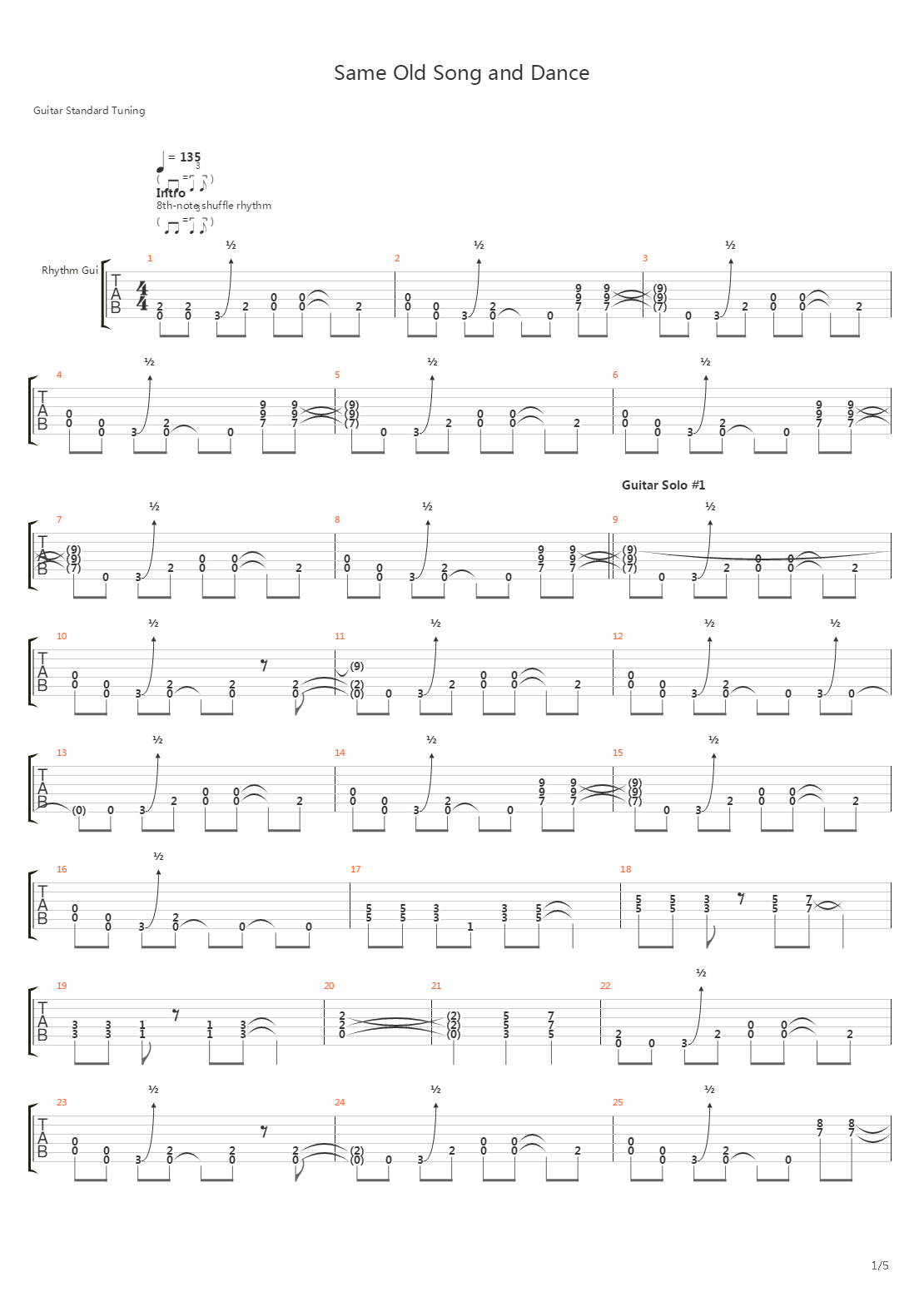 Same Old Song And Dance吉他谱