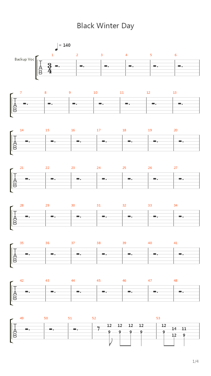 Black Winter Day吉他谱
