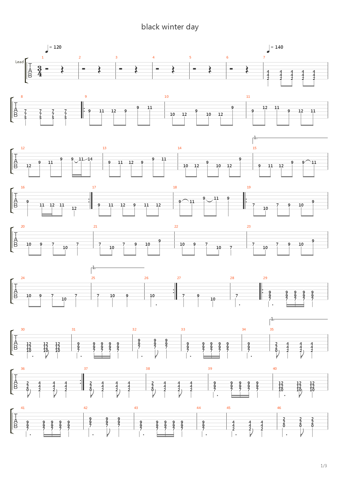 Black Winter Day吉他谱