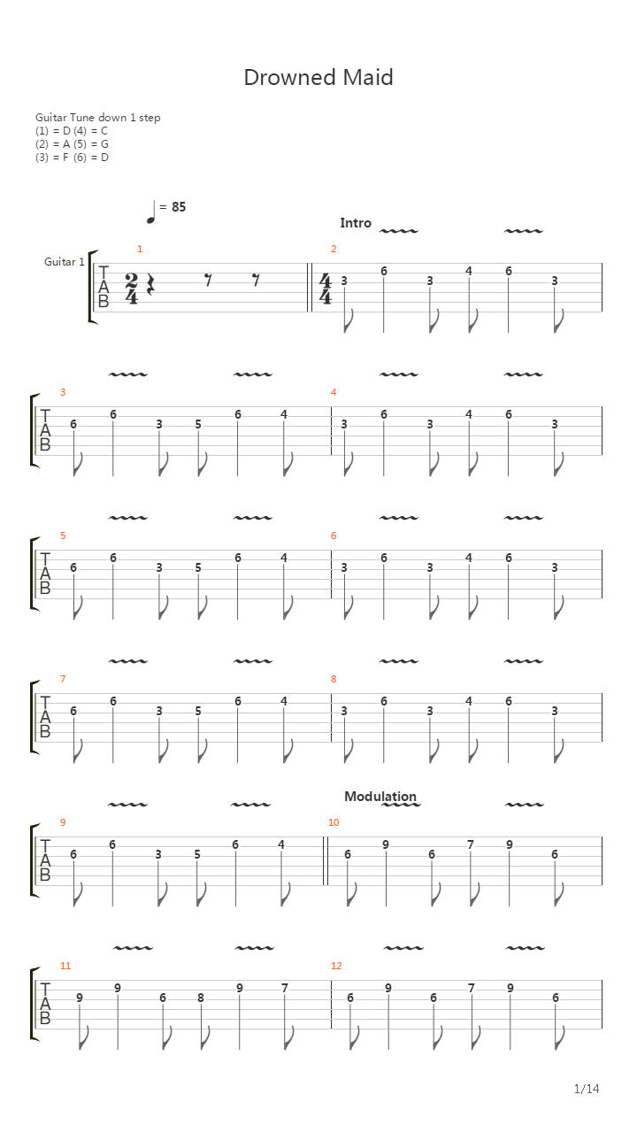 Drowned Maid吉他谱
