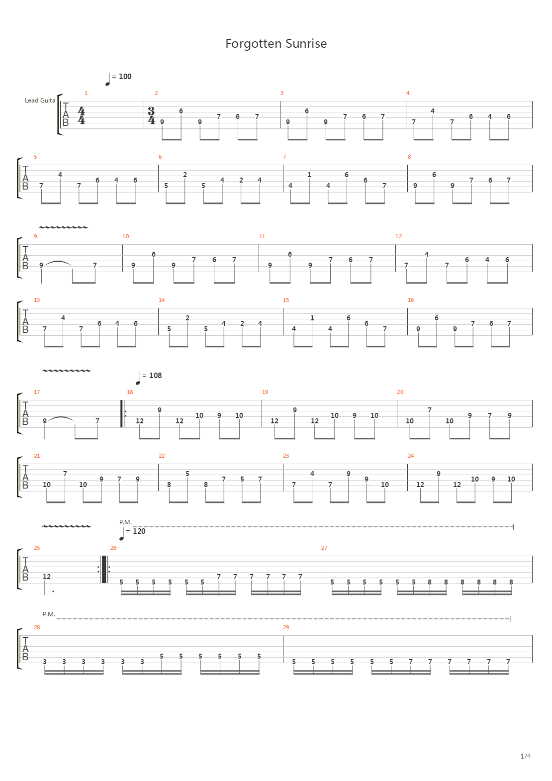 Forgotten Sunrise吉他谱