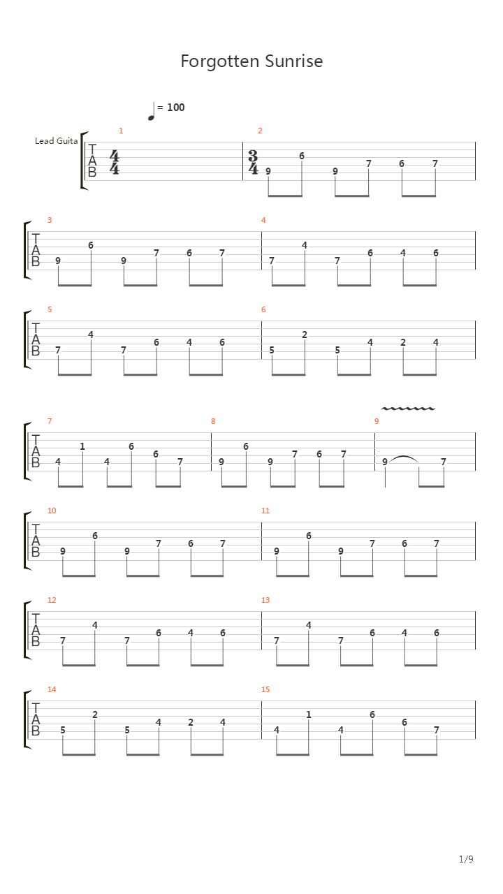 Forgotten Sunrise吉他谱