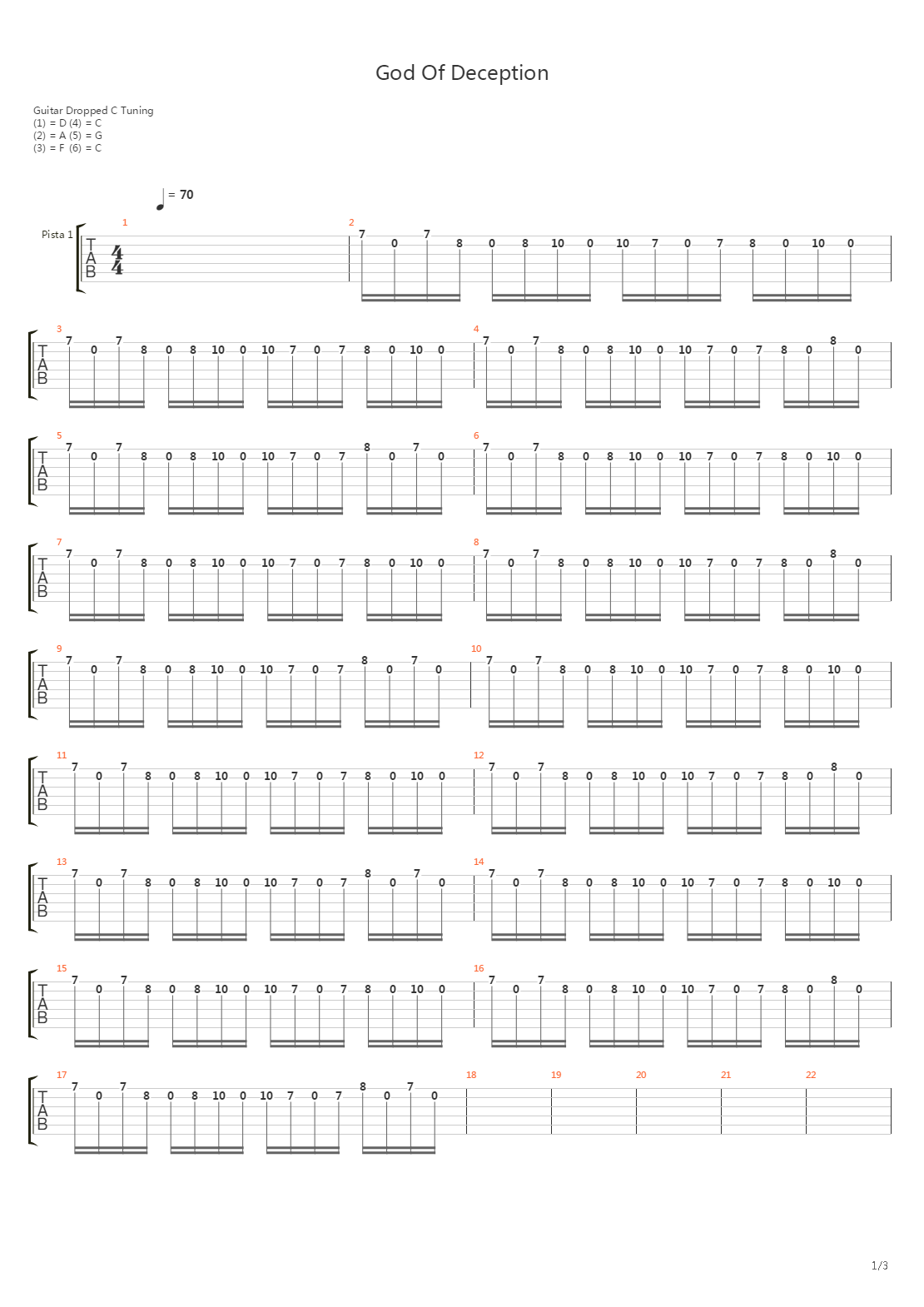 God Of Deception吉他谱