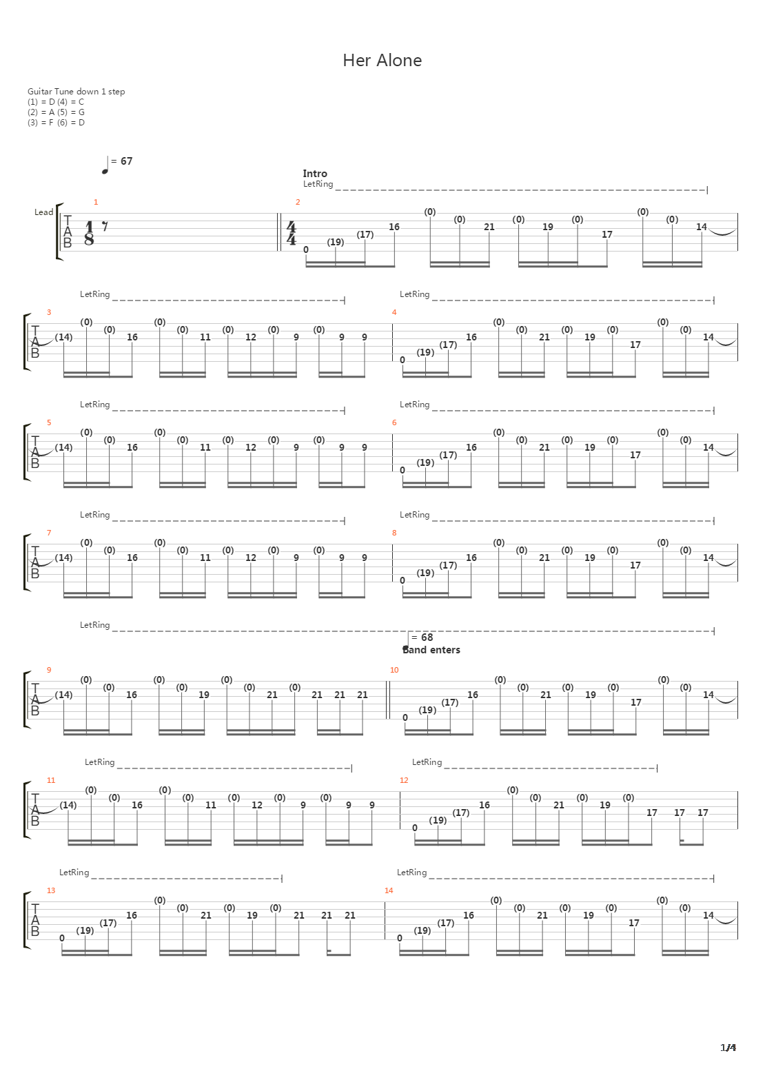 Her Alone吉他谱