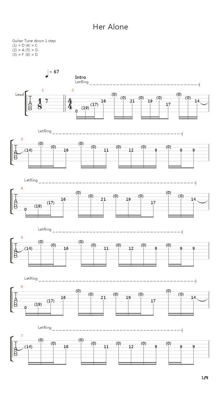 Her Alone吉他谱
