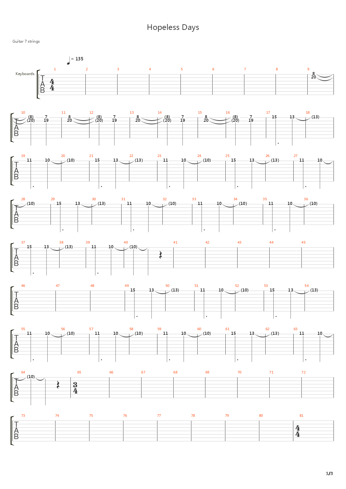 Hopeless Days吉他谱