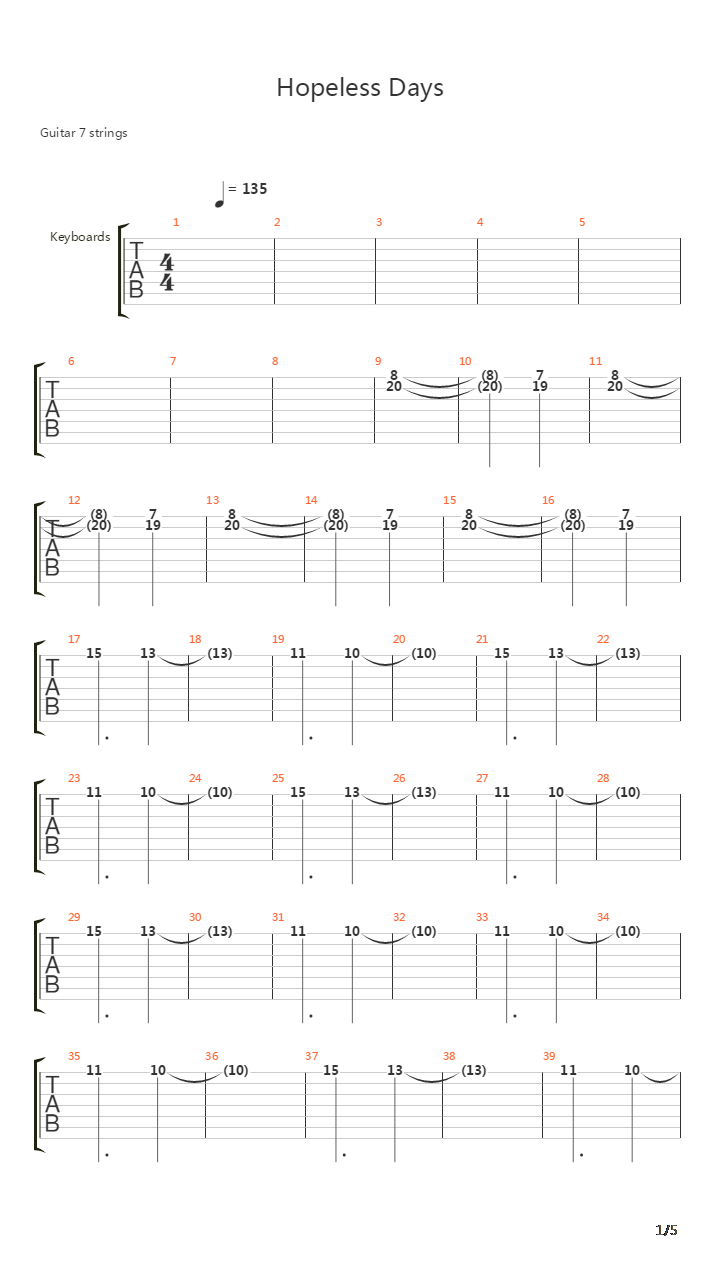 Hopeless Days吉他谱