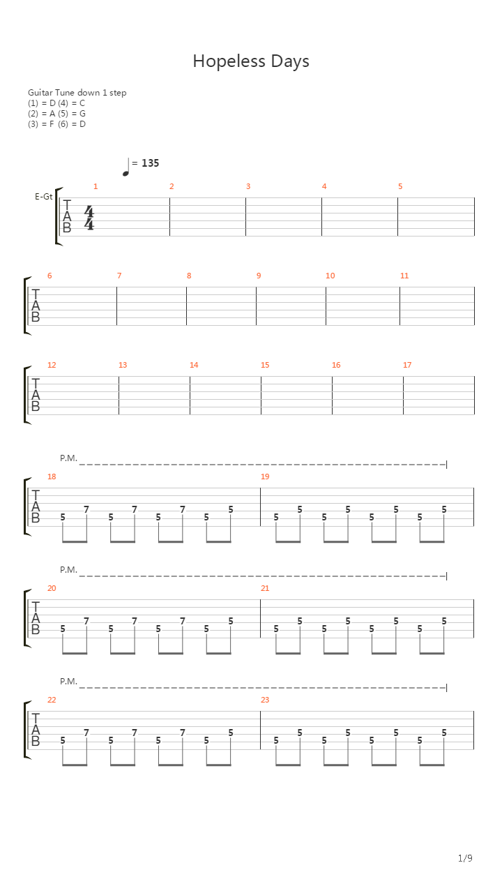 Hopeless Days吉他谱