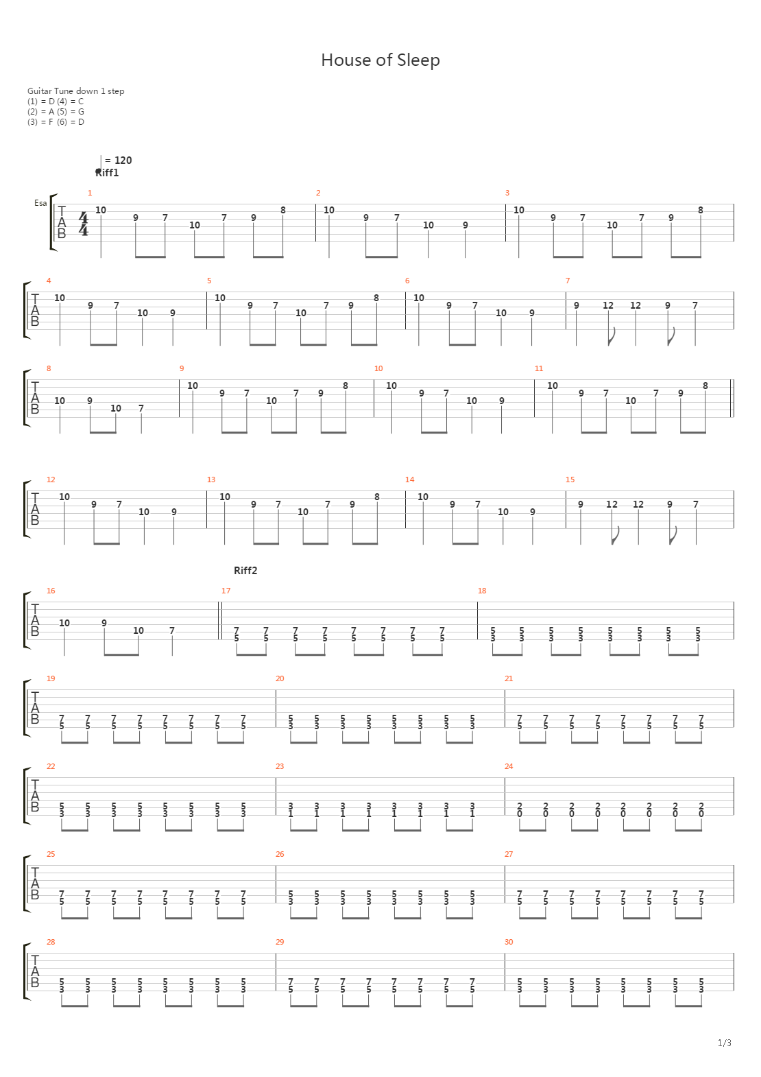 House Of Sleep吉他谱