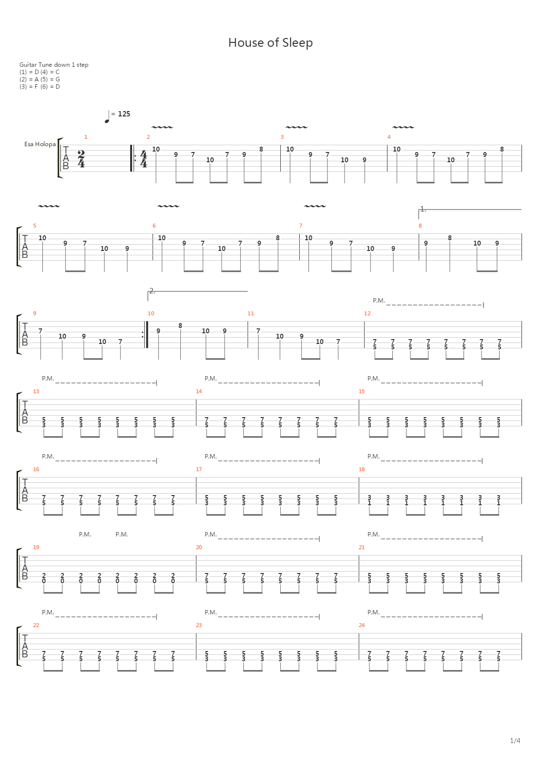 House Of Sleep吉他谱