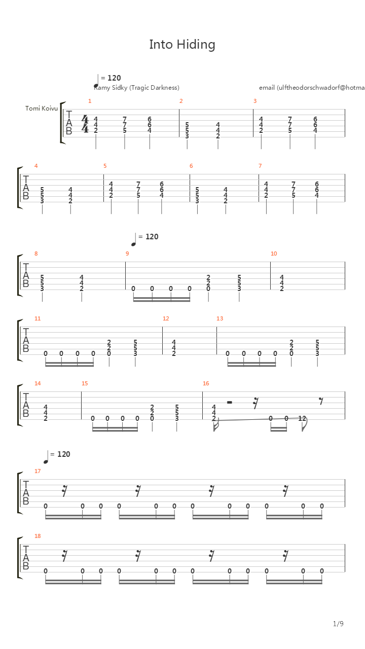 Into Hiding吉他谱