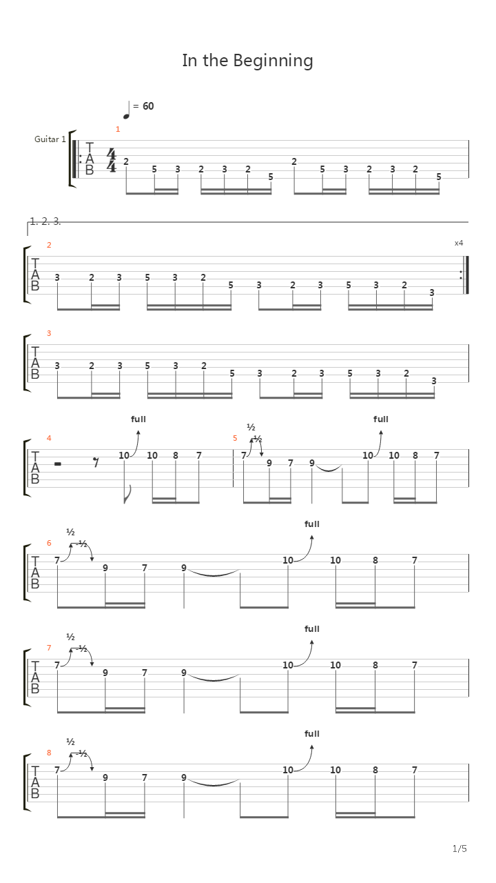 In The Beginning吉他谱