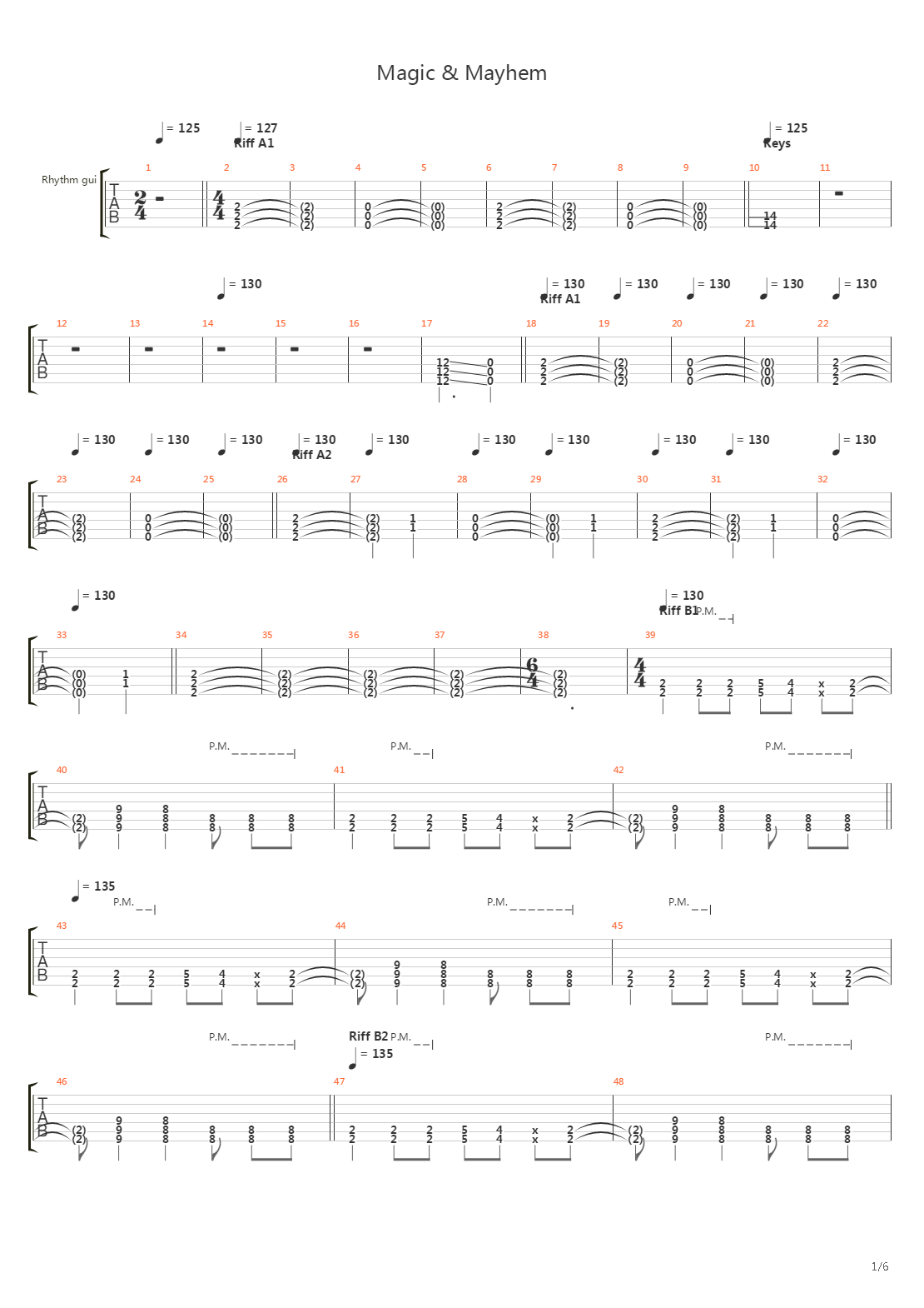 Magic And Mayhem吉他谱