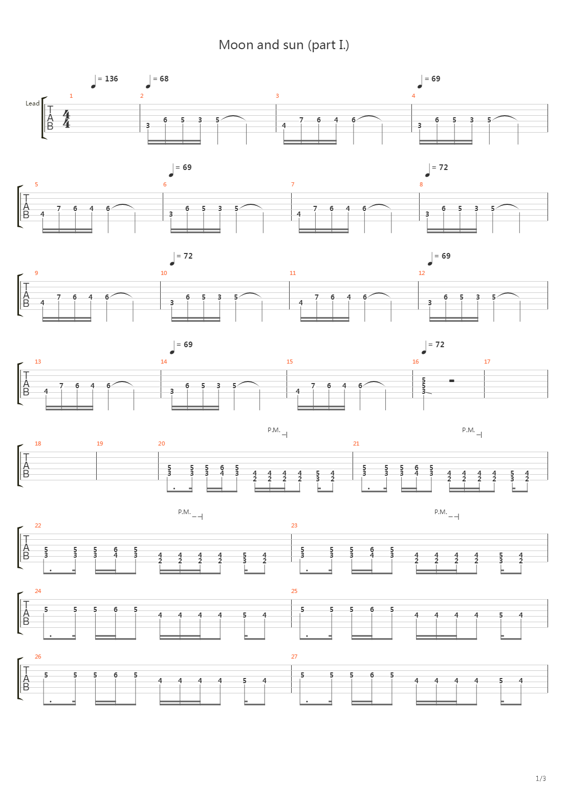 Moon And Sun Part 1吉他谱