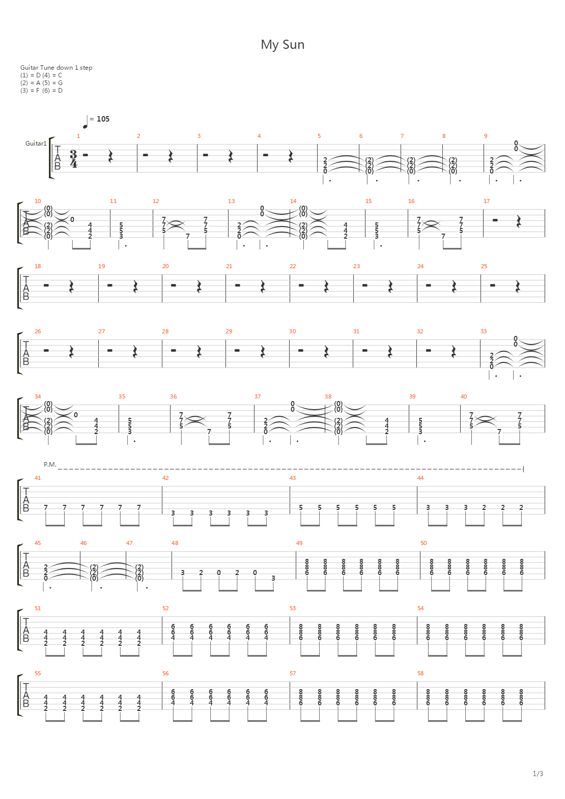 My Sun吉他谱
