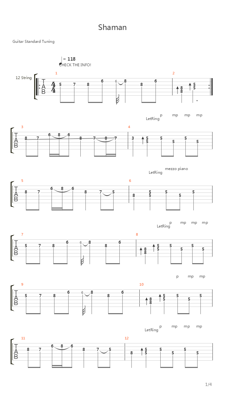 Shaman吉他谱