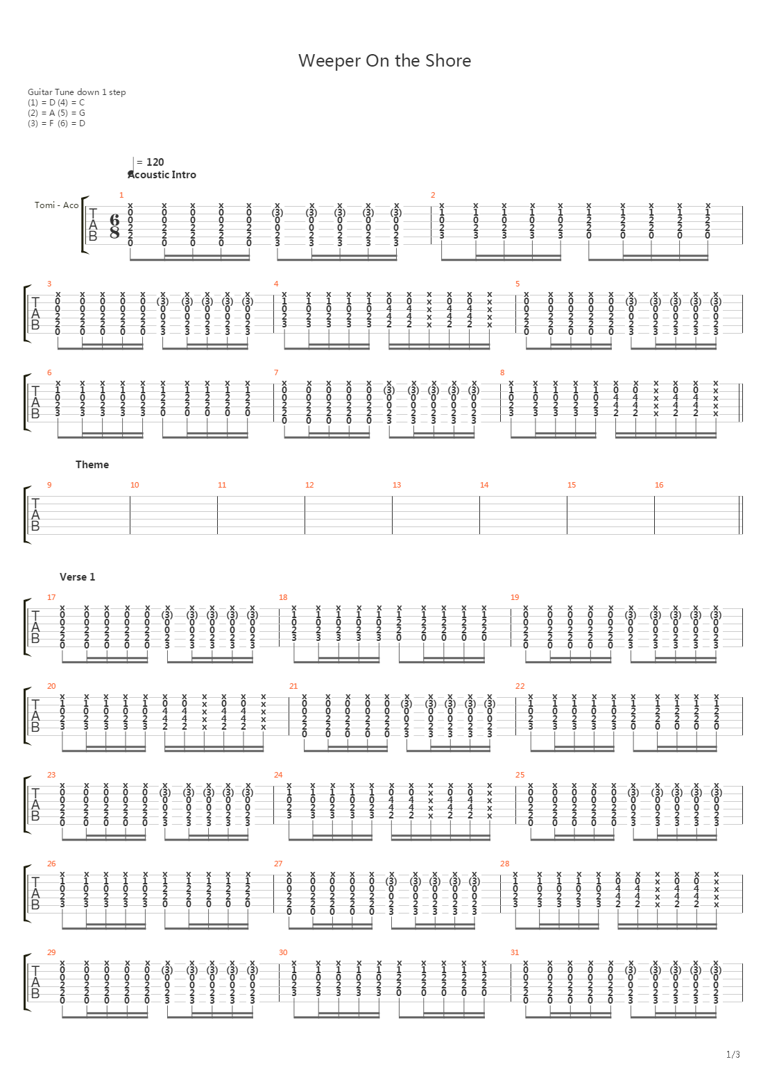 Weeper On The Shore吉他谱