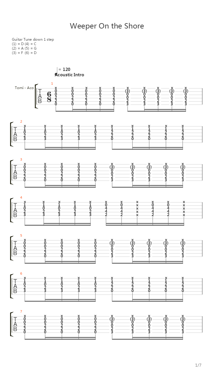 Weeper On The Shore吉他谱