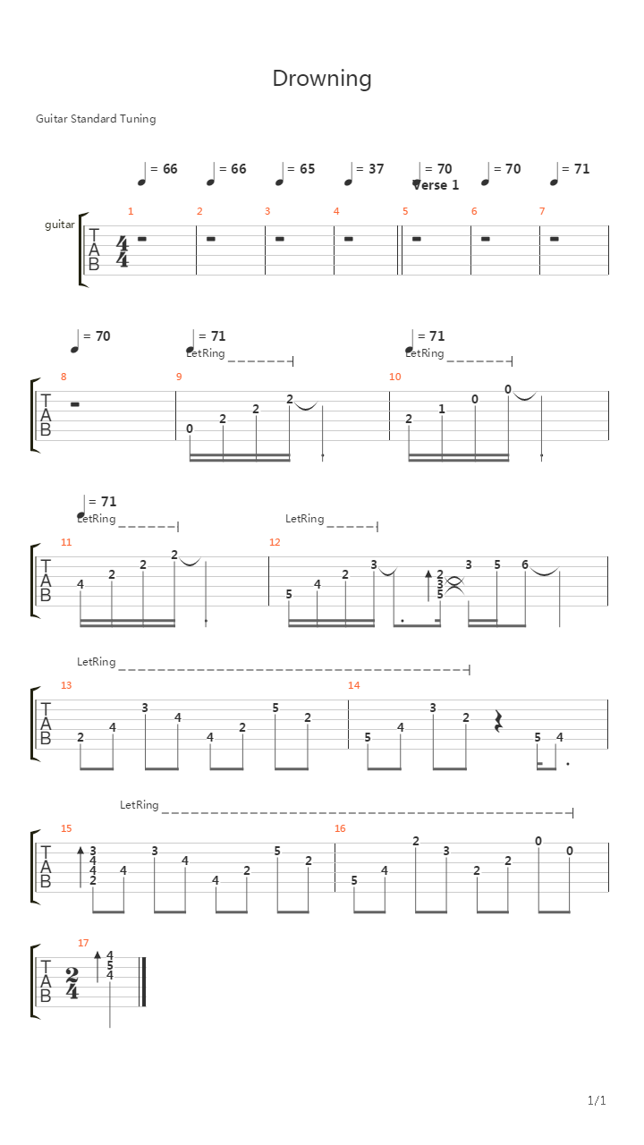 Drowning吉他谱