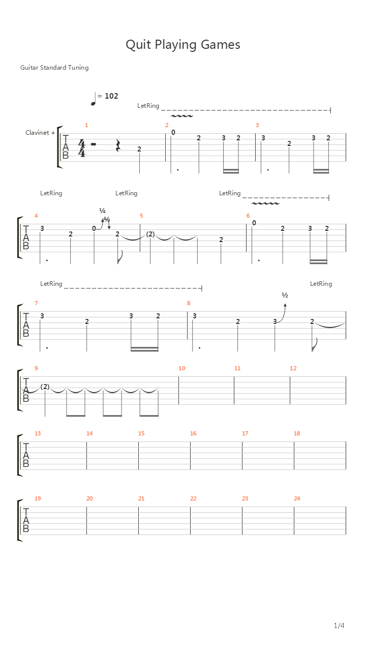 Quit Playing Games吉他谱
