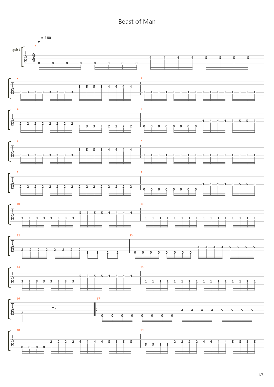 Beast Of Man吉他谱
