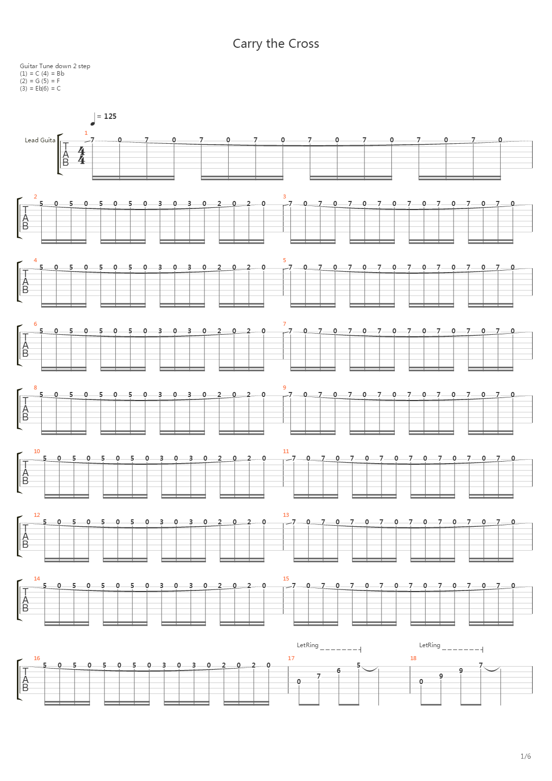 Carry The Cross吉他谱