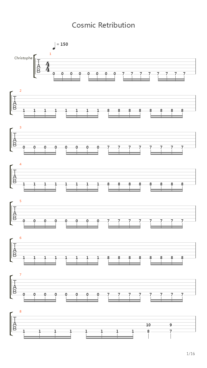 Cosmic Retribution吉他谱