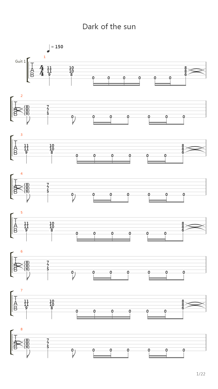 Dark Of The Sun吉他谱
