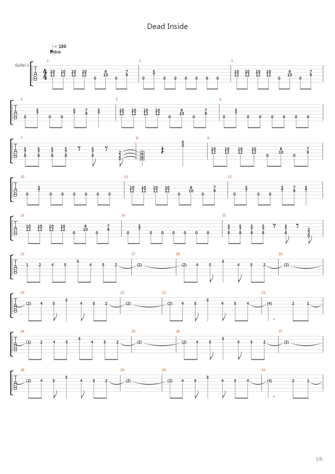 Dead Inside吉他谱