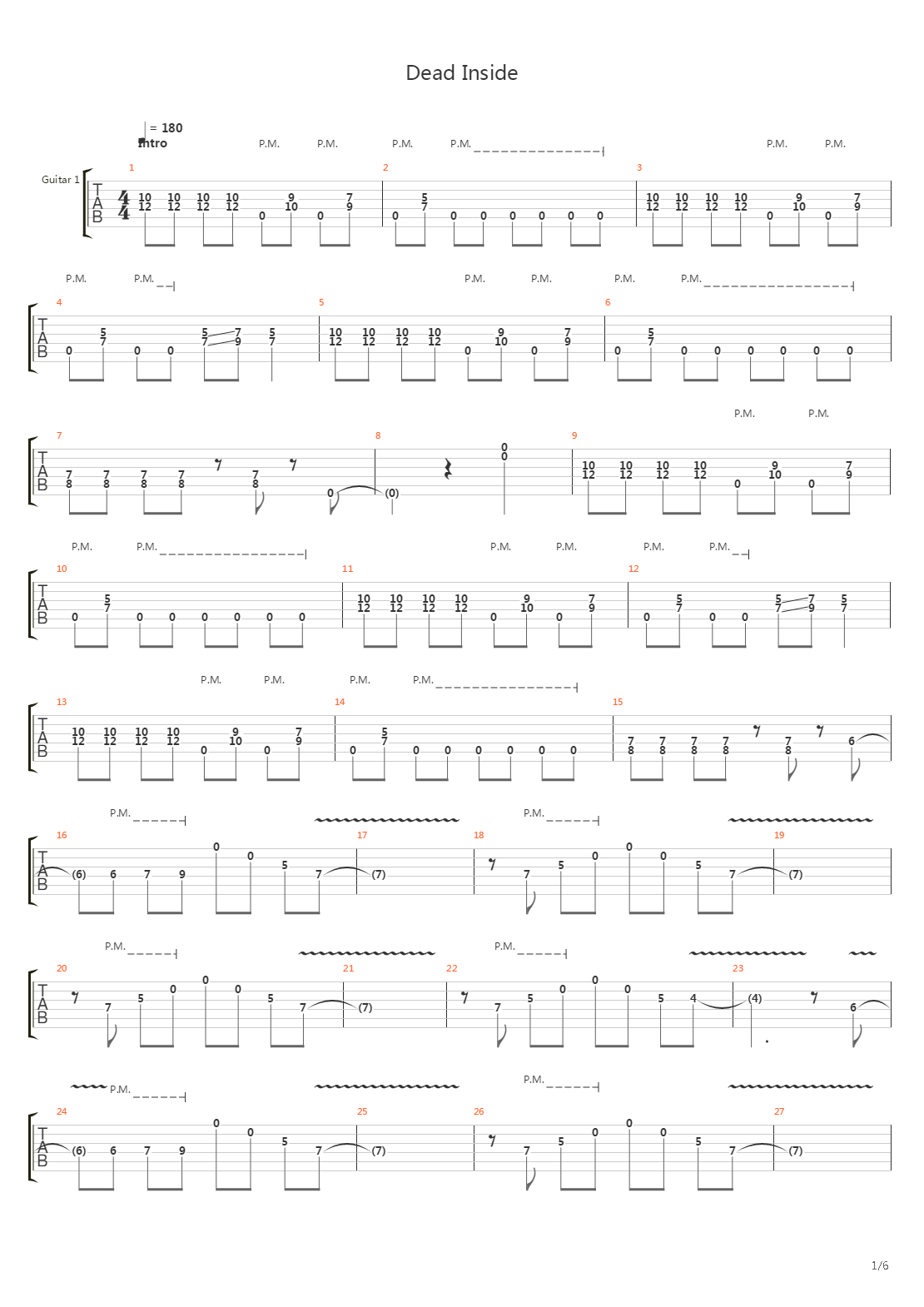 Dead Inside吉他谱