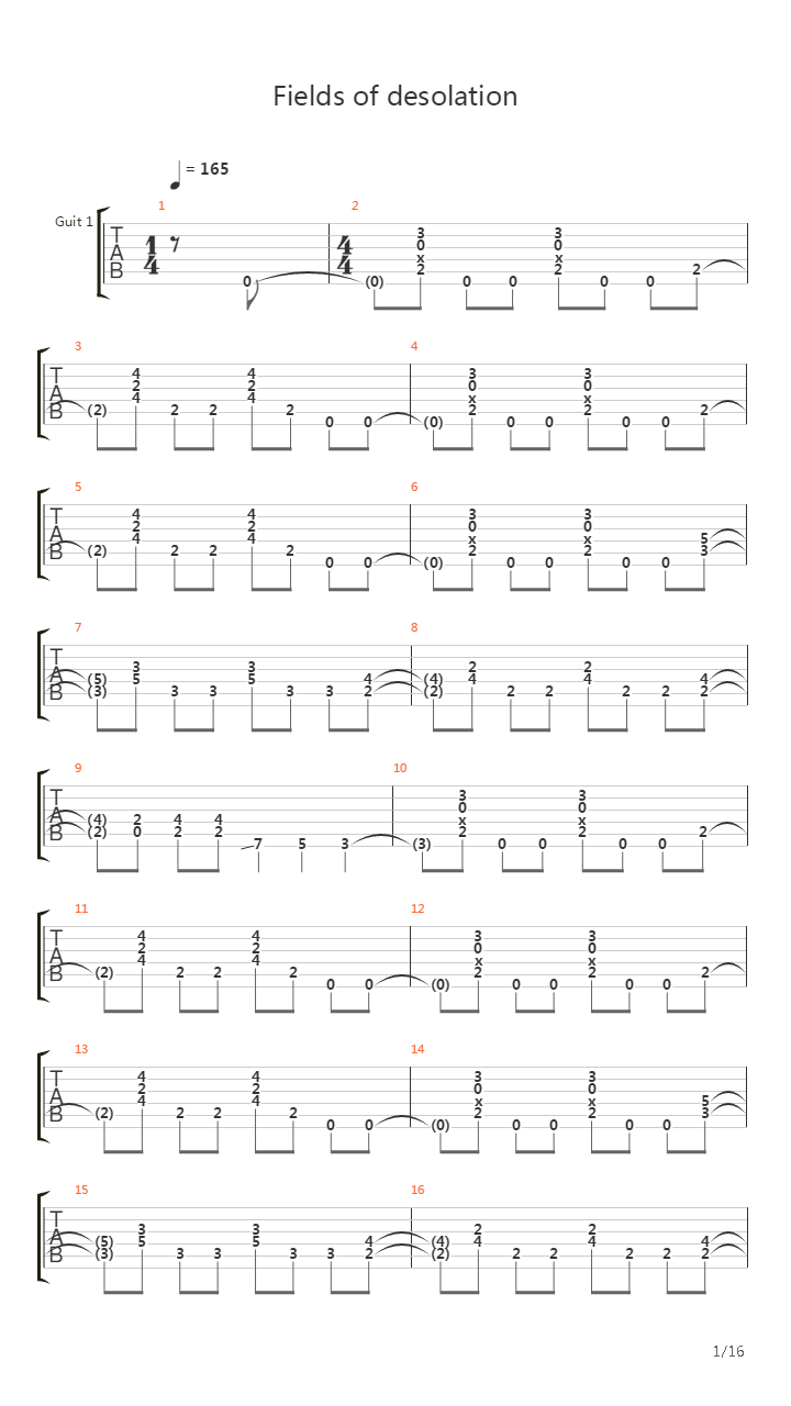 Fields Of Desolation吉他谱