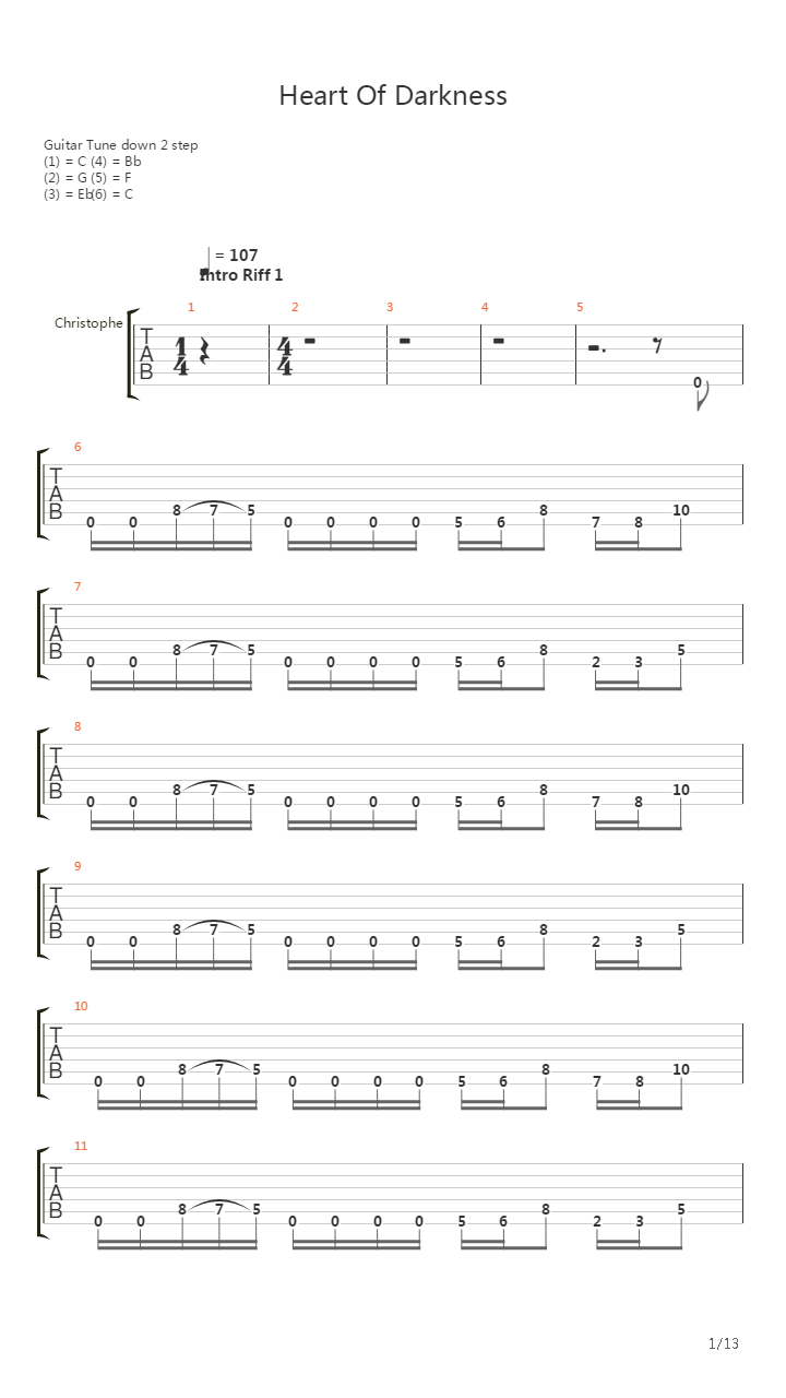 Heart Of Darkness吉他谱