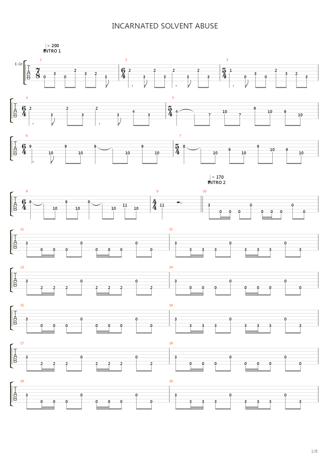 Incarnated Solvent Abuse吉他谱
