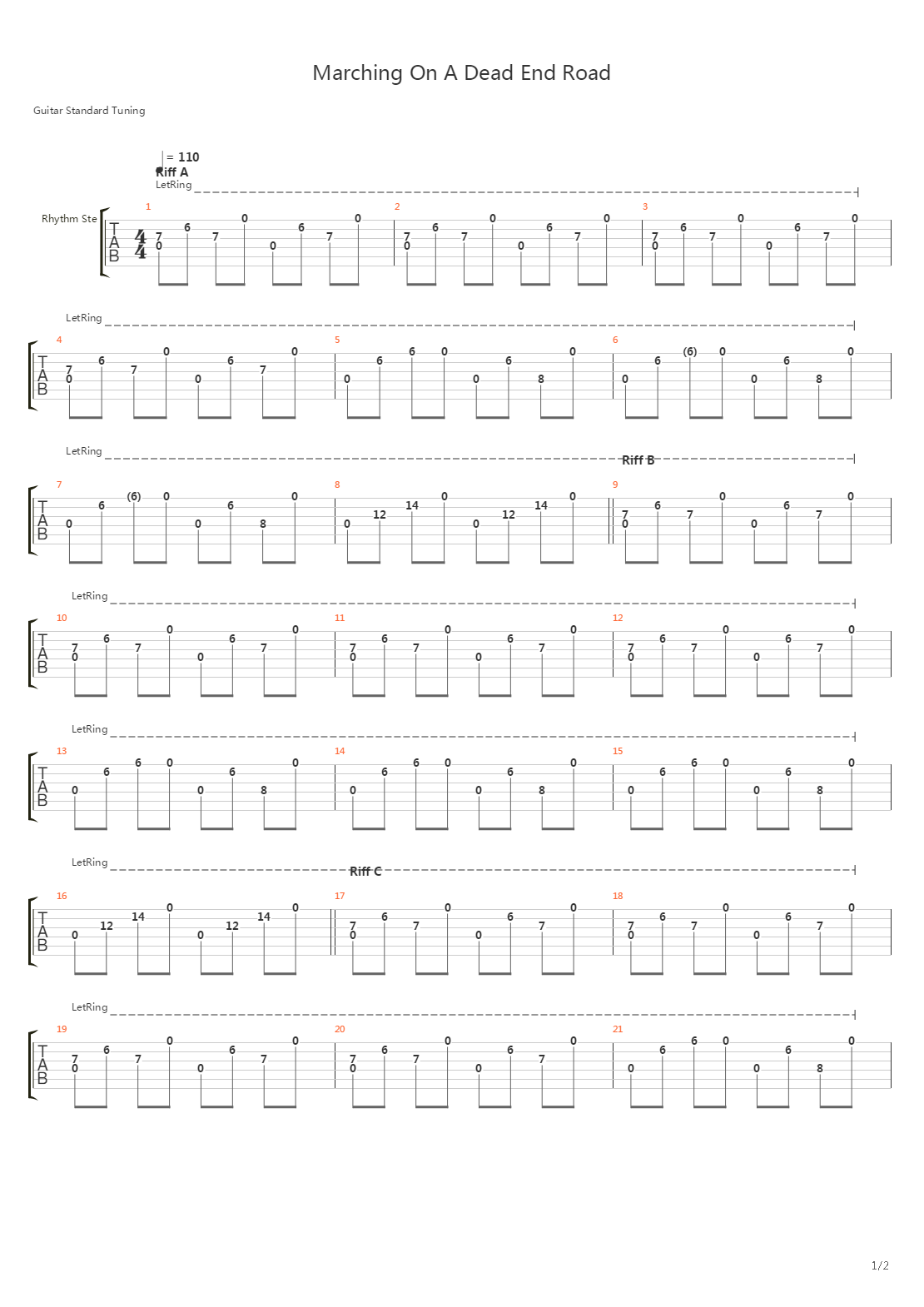 Marching On A Dead End Road吉他谱