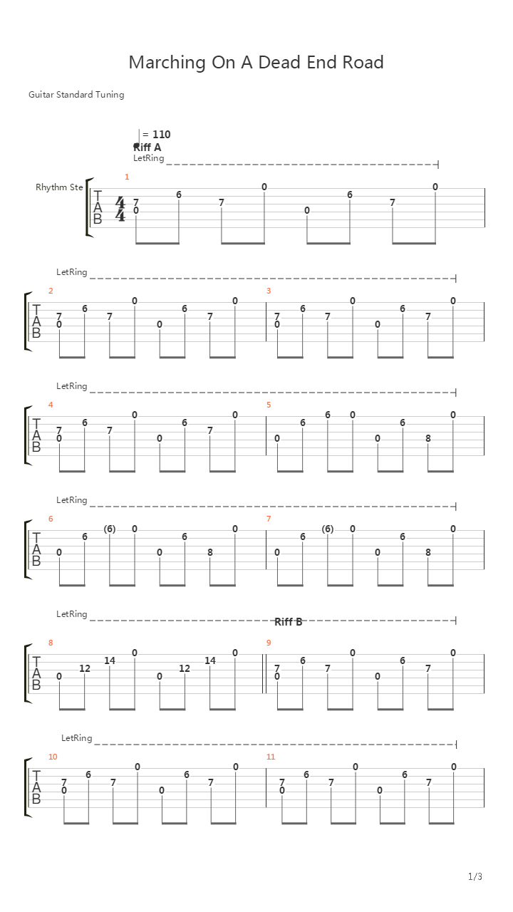 Marching On A Dead End Road吉他谱