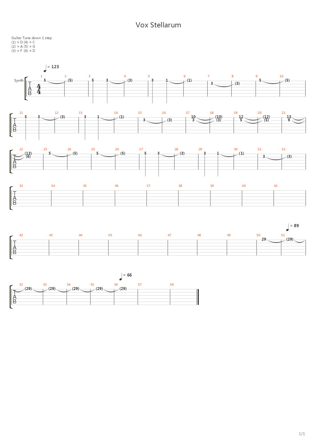 Vox Stellarum吉他谱