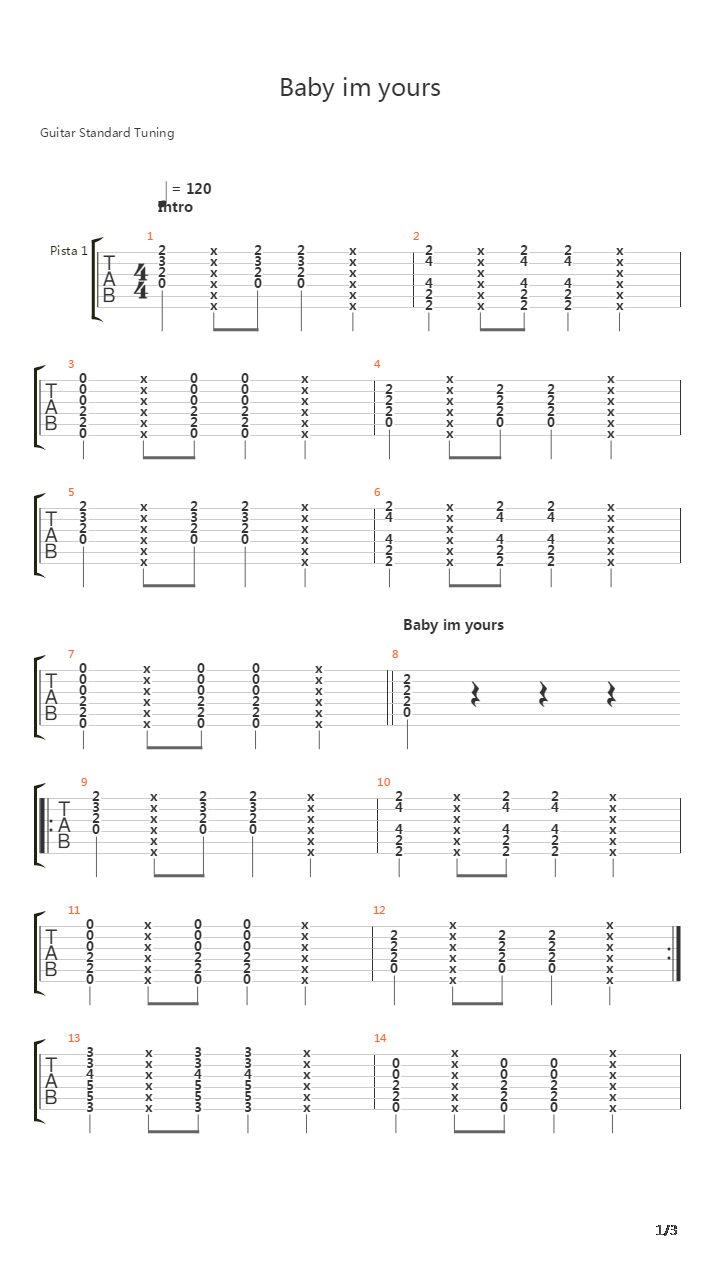 Baby Im Yours吉他谱