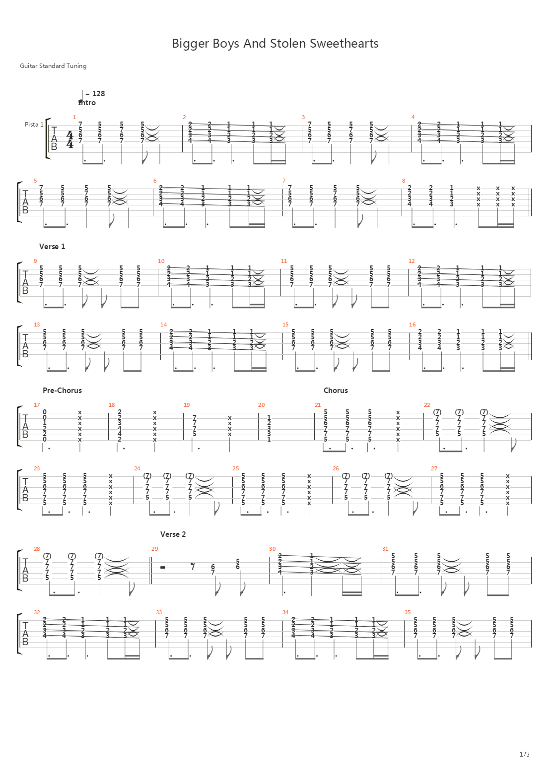 Bigger Boys And Stolen Sweethearts吉他谱