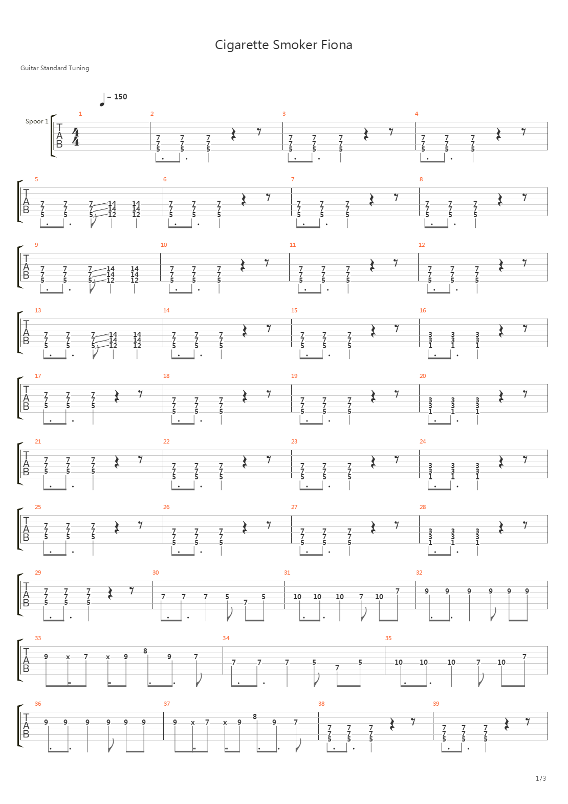 Cigarette Smoker Fiona吉他谱
