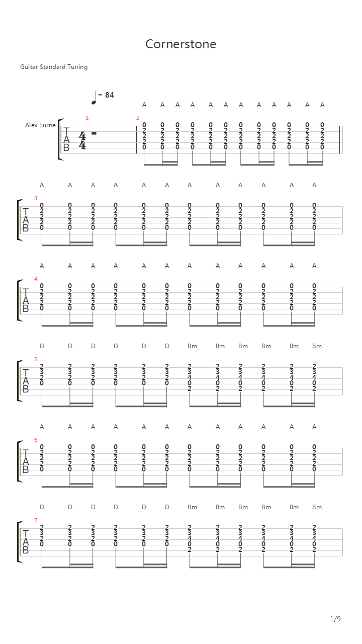 Cornerstone吉他谱